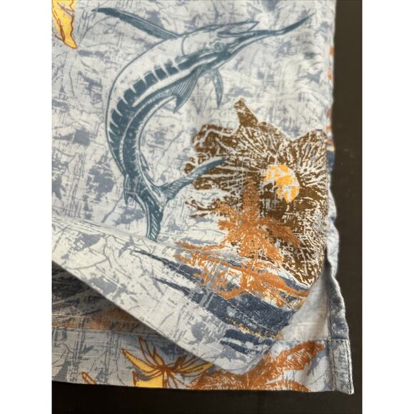 Columbia Men's Hawaiian Camp Shirt LG Swordfish Button Front Cotton Short Sleeve - Picture 5 of 8